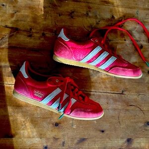 Adidas Japan Red Sneakers with White Stripes